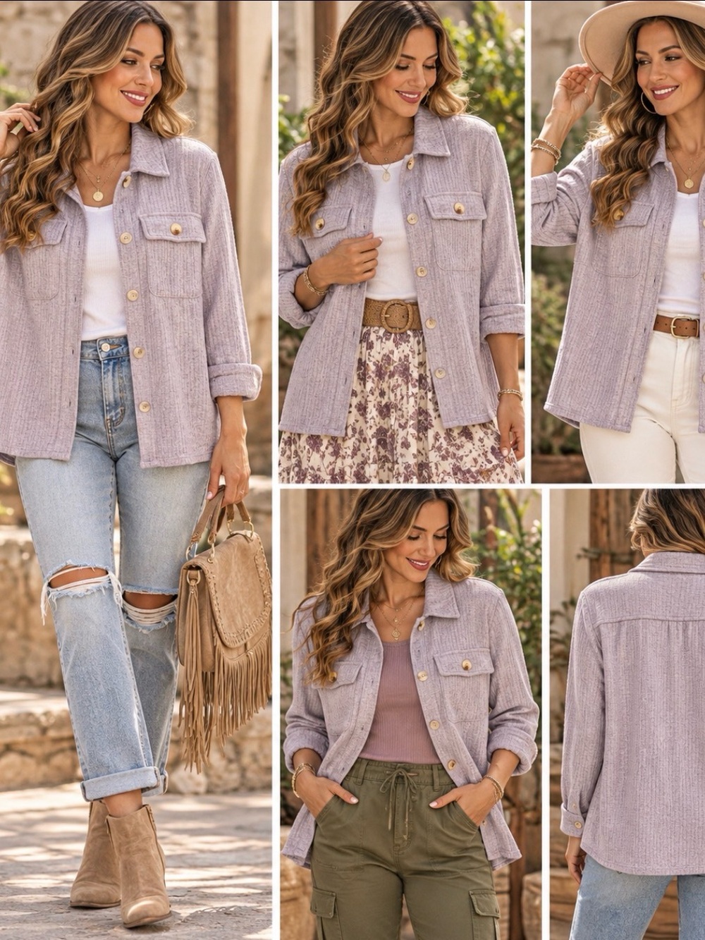 Mystree Light Lilac Button Down Thermal Jacket